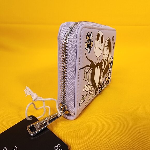 Loungefly Disney NBC Jack & Sally Floral Lavender Floral Zip Wallet NEW - Picture 4 of 12